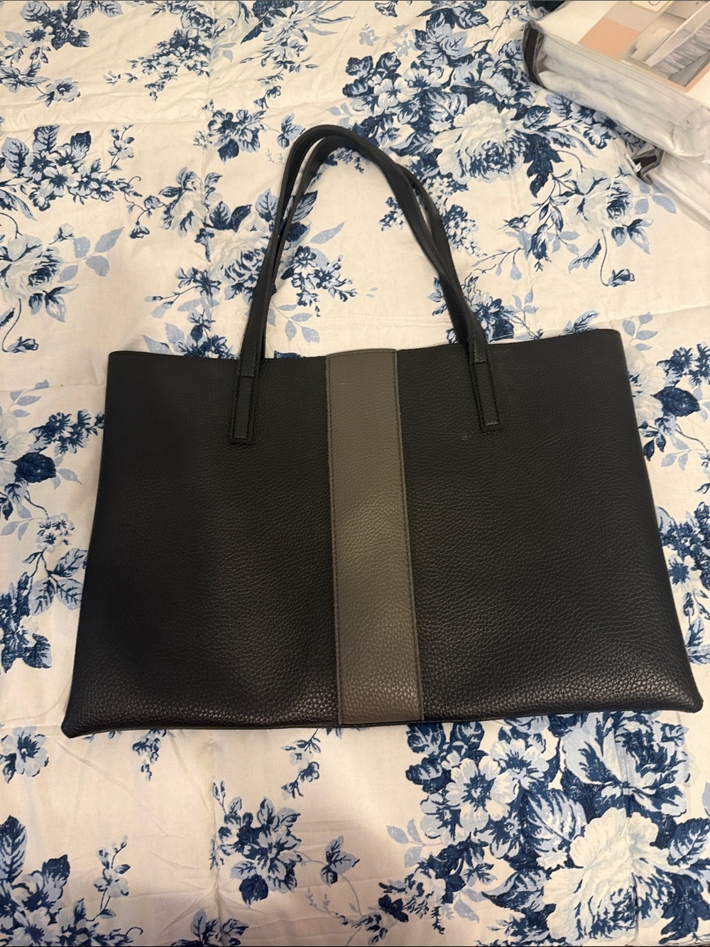 Vince Camuto Black Pebbled Leather Tote